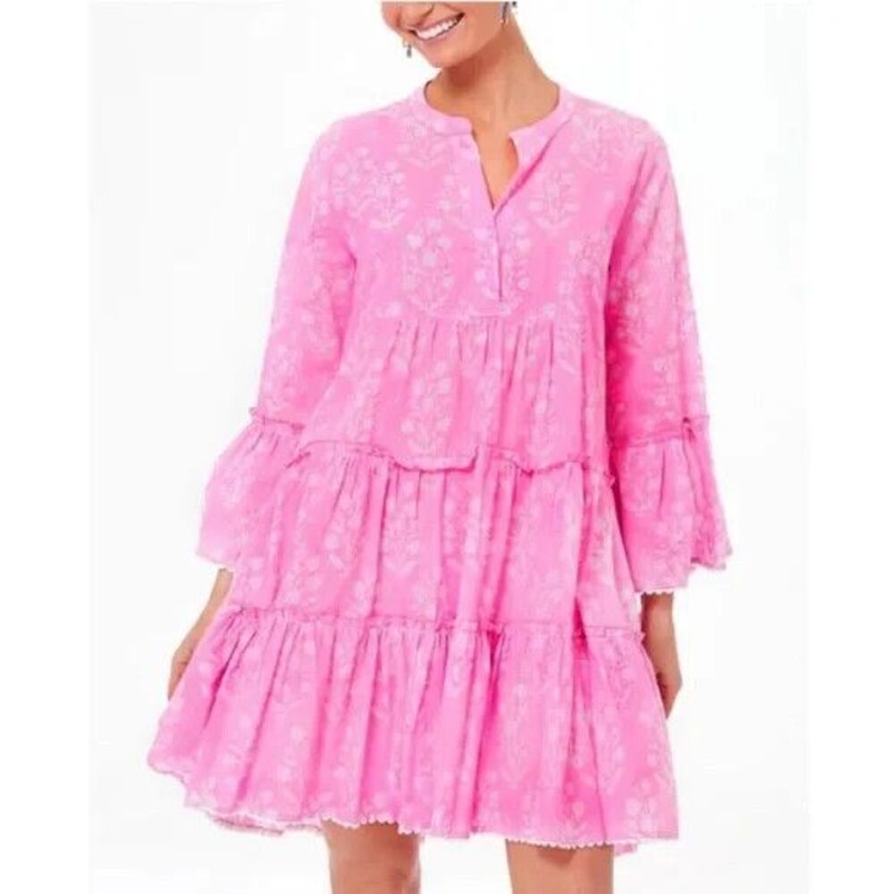 NEW Juliet Dunn Pink Mini Dress Size 3  U.S. Size 8-10 Chic Summer Cotton